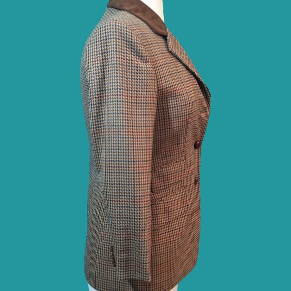 Talbots Vintage Brown Houndstooth Blazer Size 2P Preowned - Picture 4 of 8